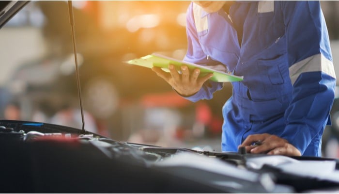 Vehicle being inspected