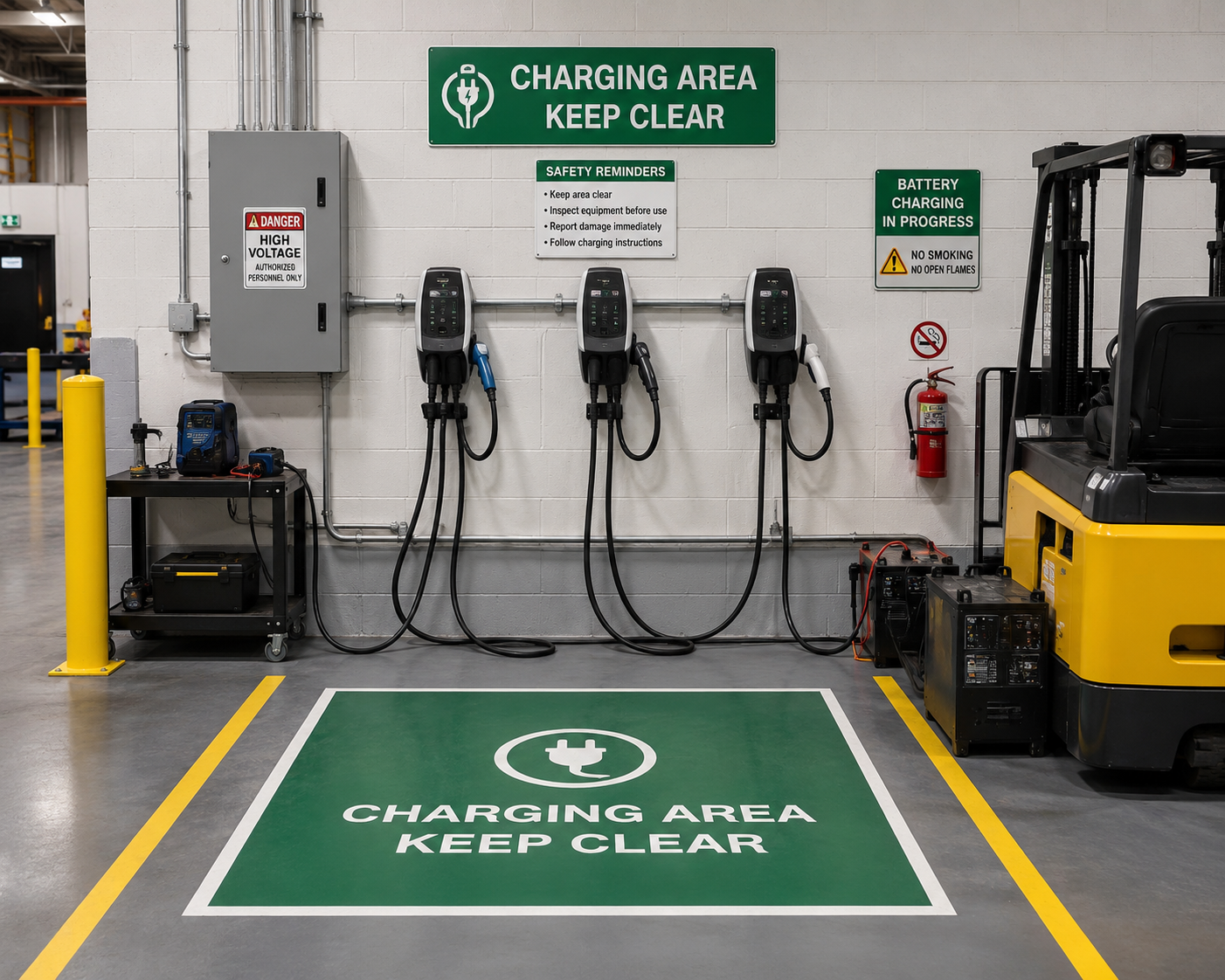 electrical charging area in commercial environment