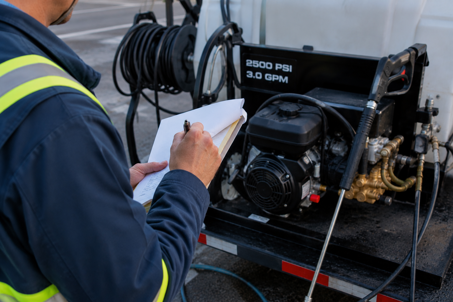 inspecting pressure washer with the checker